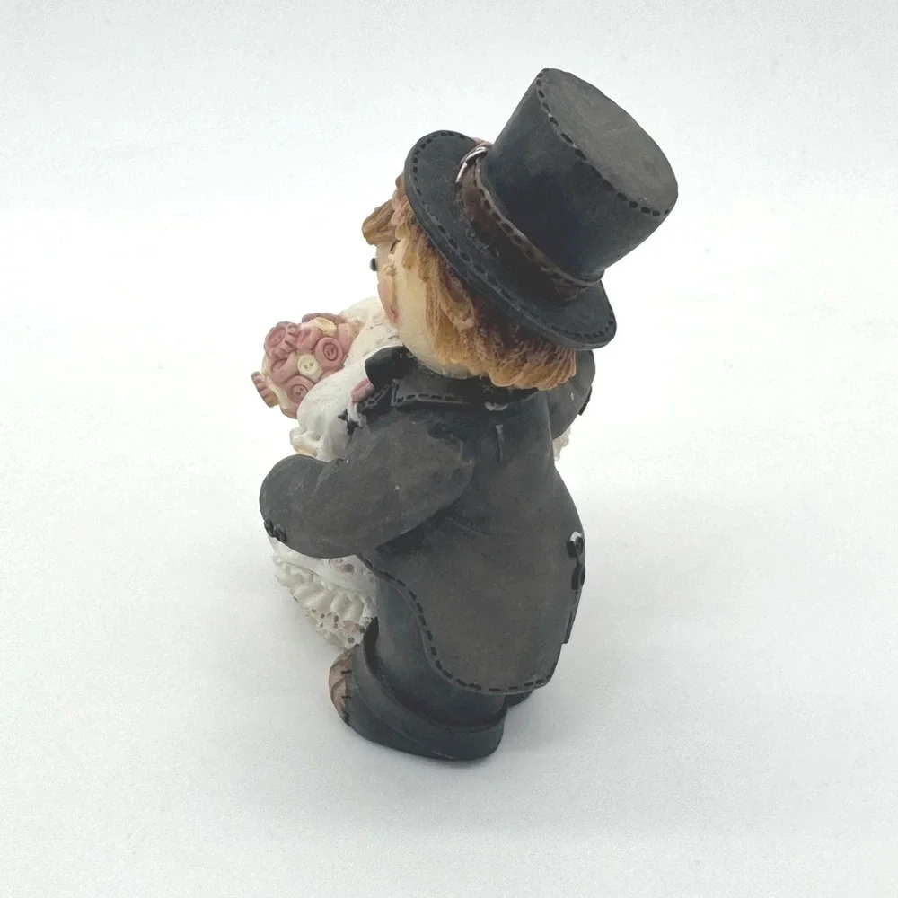 Vintage 1995 Enesco Mary Rhyner Bride and Groom Wedding Figurine Folk Art Style